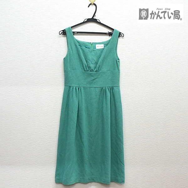 MELROSE メルローズ レディース ノースリーブ ワンピース サイズ 3 グリーン系 シンプル お洒落 絹 麻 レーヨン ナイロン 夏服 女性用