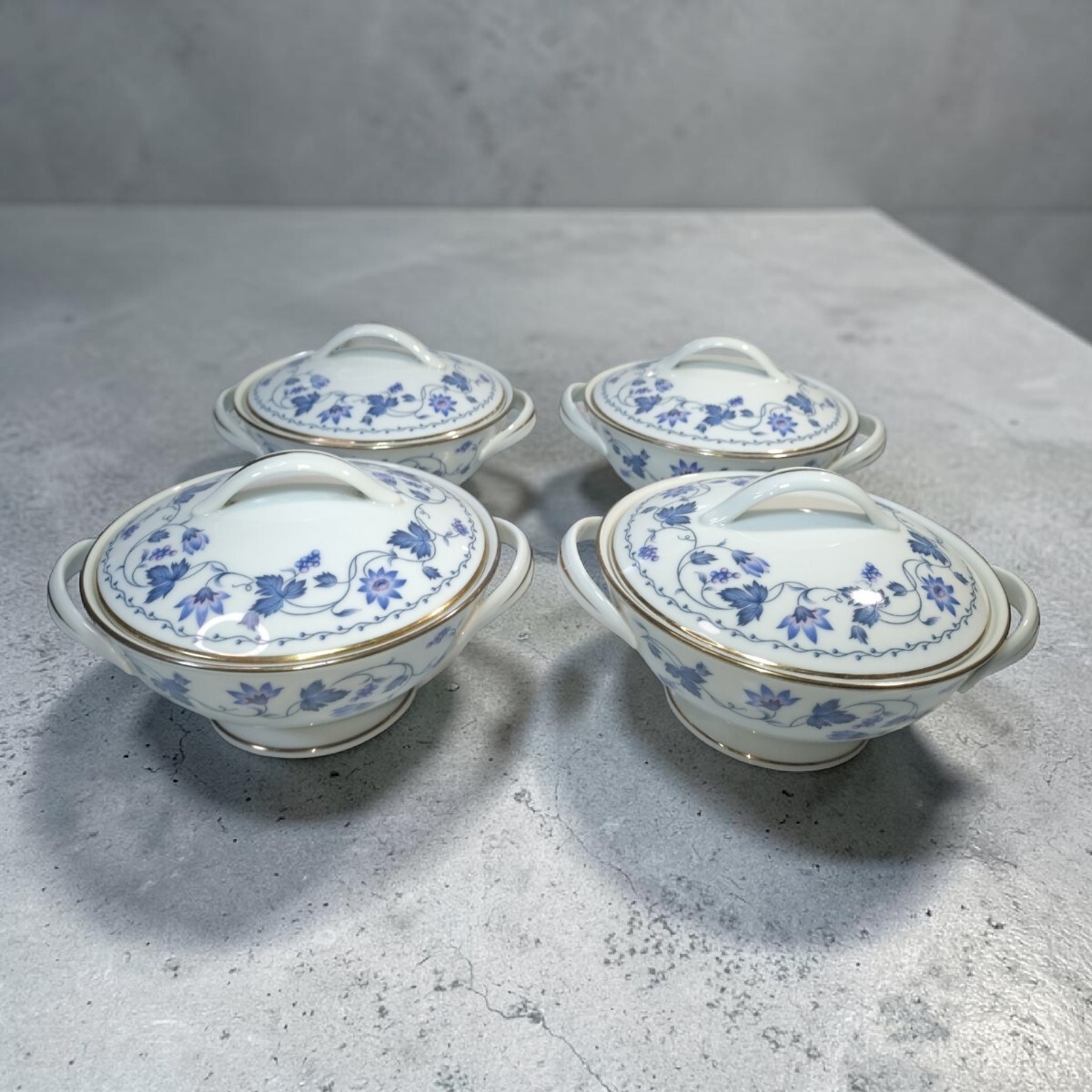 管W1096B Noritake ノリタケ Royal Danube ロイヤルダニューブ 蓋付シュガーポット 4客 金彩