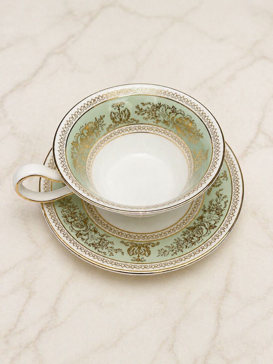 管k228 WEDGWOOD ウェッジウッド セージグリーン ティーカップ＆ソーサーコロンビア