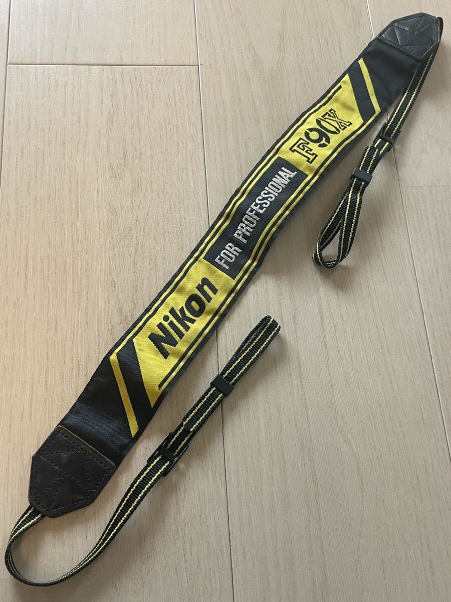 Nikon ニコン for Professional F90X カメラストラップ 刺繍文字 ブラック イエロー ストラップ 純正 プロスト