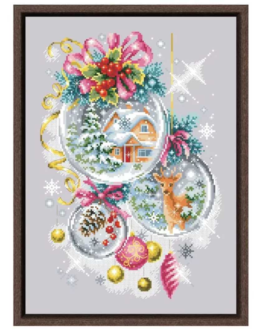 クロスステッチキット クリスマスフェアリーテイル(グレー) 14CT 28×40cm 布に図案印刷なし 刺繍 オーナメント