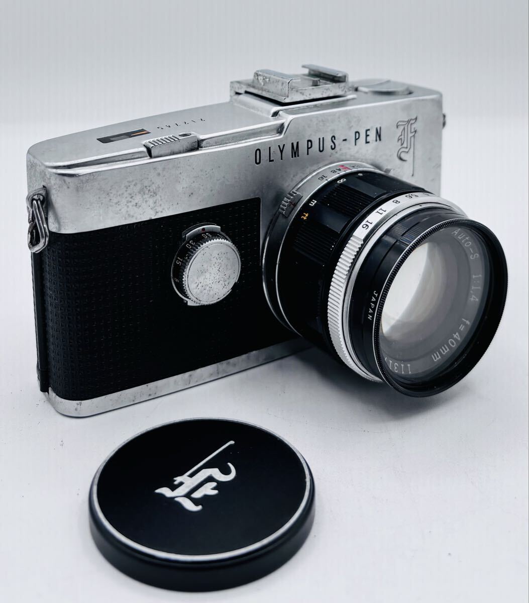 【AT-52】 OLYMPUS　PEN-F　フィルムカメラ　オリンパス　ペン　レンズ　1：1.4　ｆ＝40㎜　動作未確認　現状品