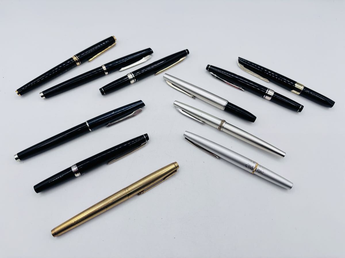 【AC-52】 万年筆おまとめ11本　PLATINUM　PILOT　SAILOR　PARKER　14K　18K　21K　刻印あり　筆記用具　ペン　現状品