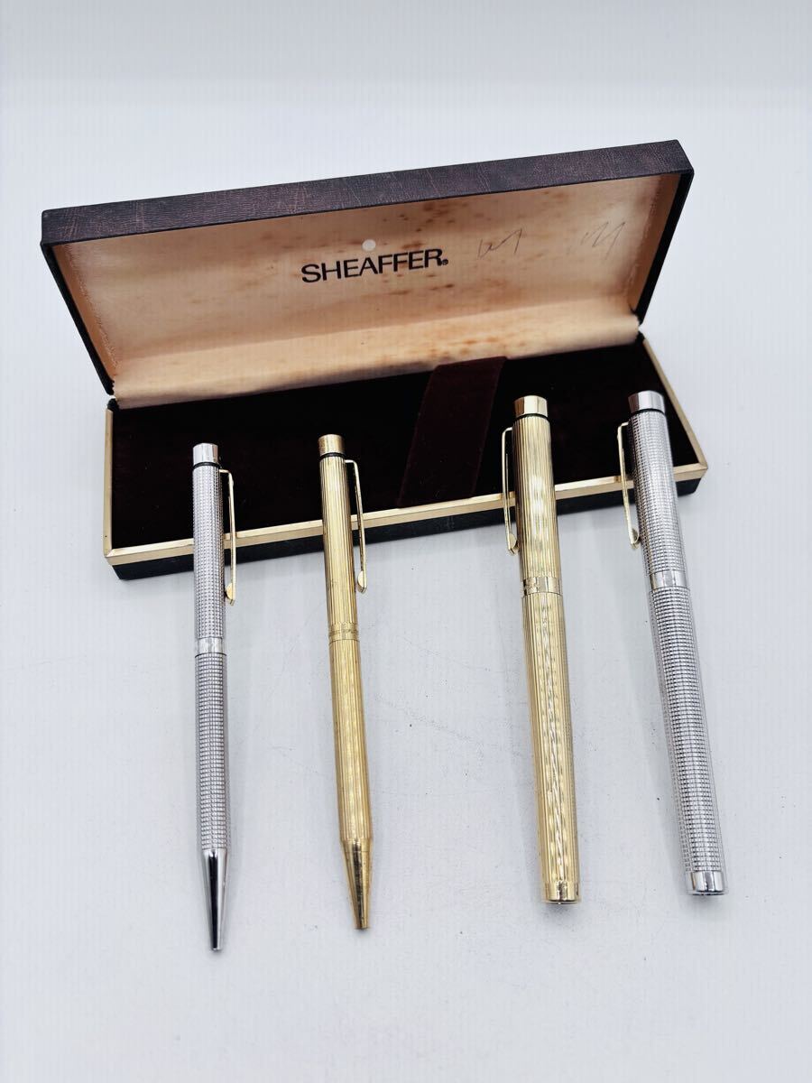 【AT-43】 SHEAFFER　万年筆　ボールペン　シェーファー　まとめ4本　14K585刻印　ゴールド　シルバー　総重量90ｇ　現状品