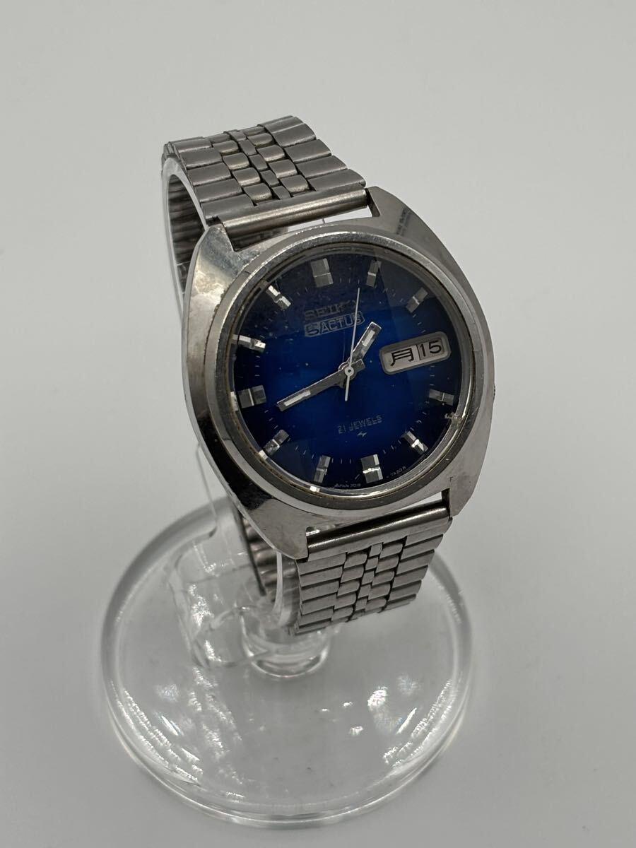 【AT-8】 SEIKO　セイコー　5　 ACTUS　アクタス　7019-7350　自動巻き　デイデイト　社外ベルト　時計　カットガラス　21石　稼働　現状品
