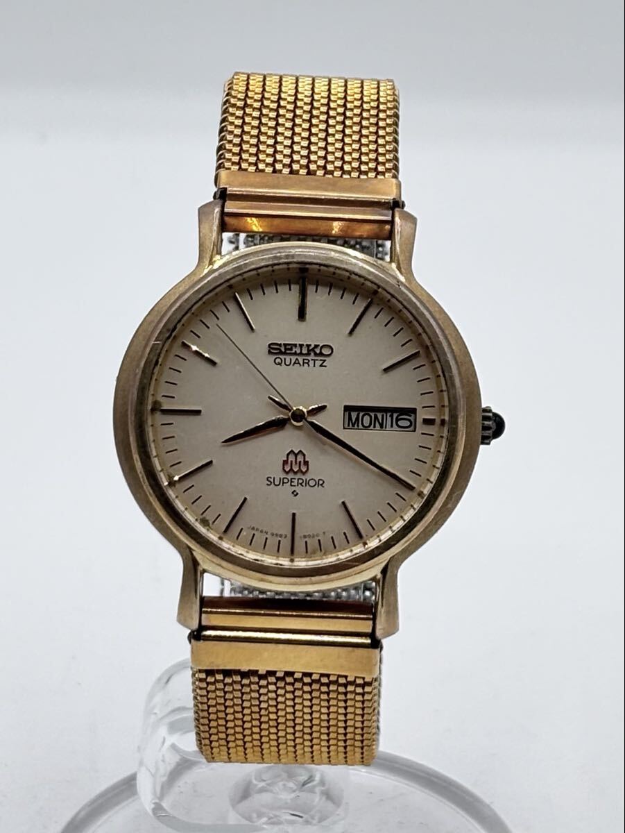【AT-63】 セイコー　スーペリア　腕時計　SEIKO　SUPERIOR　CAP　GOLD　9983-8020　リューズ動作確認済　社外ベルト　現状品