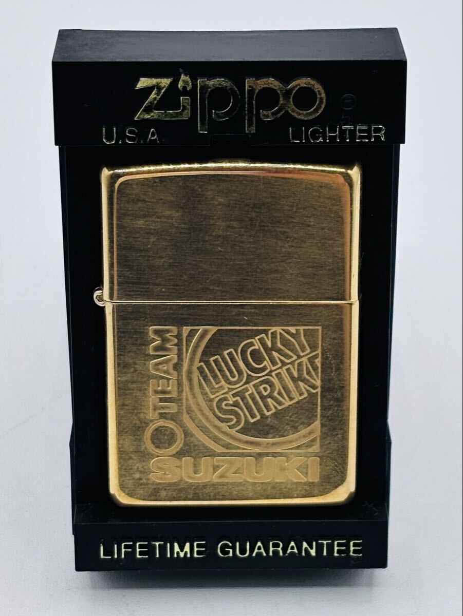 【AC-39】 Zippo　LUCKY STRIKE　TEAM SUZUKI　喫煙具　ジッポー　真鍮製　未使用品　現状品