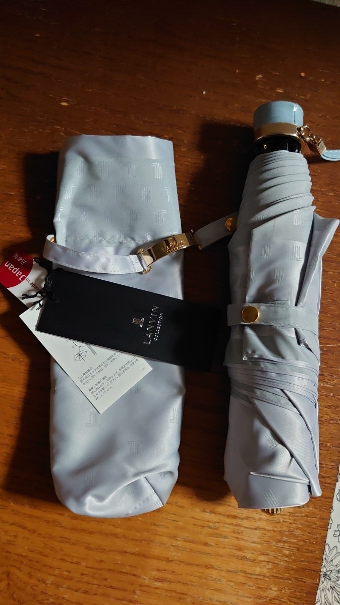 LANVIN　ランバン　晴雨兼用　折りたたみ傘　シルバーグレー　タグ付き未使用