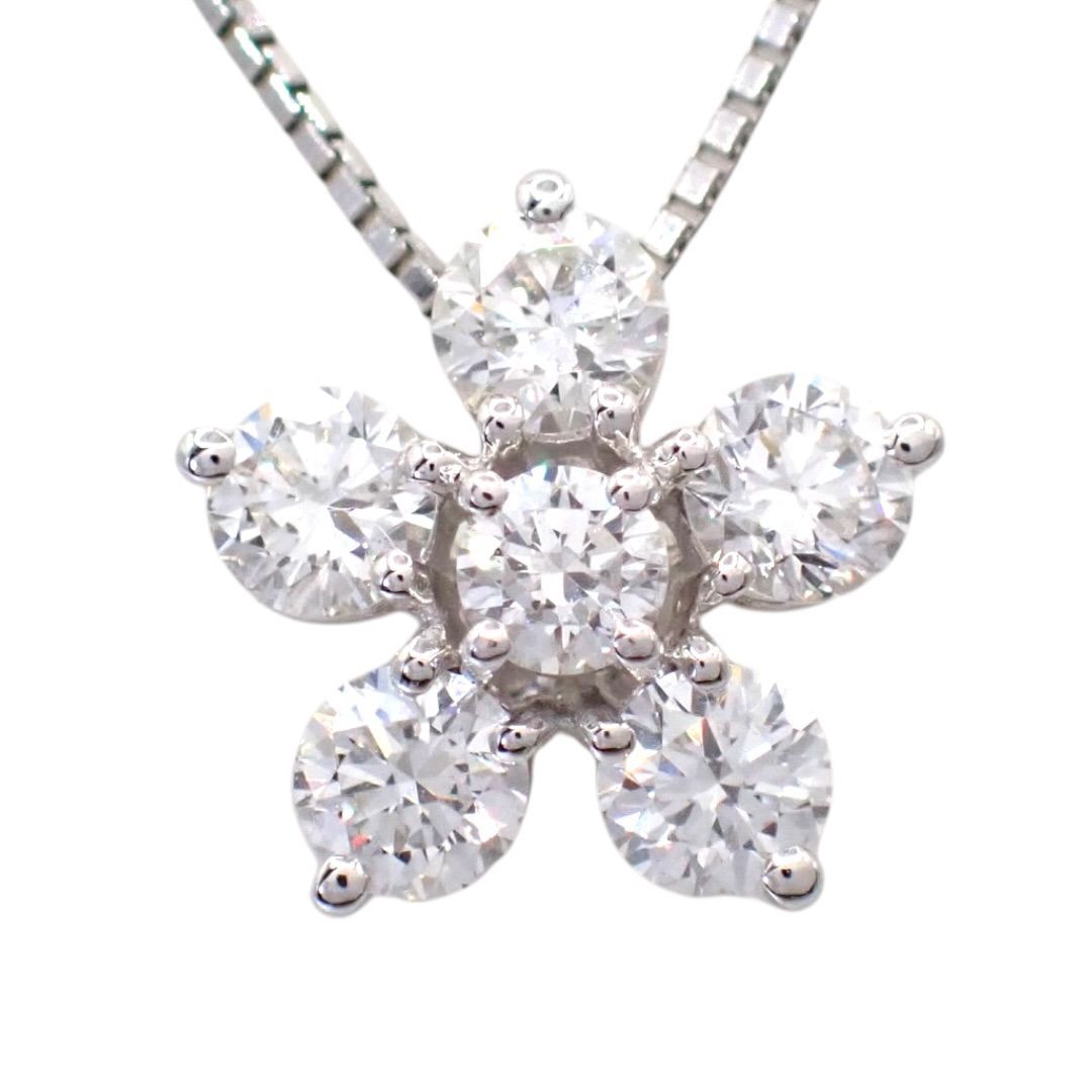 田崎真珠 タサキ TASAKI 0.53ct ダイヤ ダイヤモンド ネックレス ペンダント・ジュエリー 6P K18WG 750 フラワー ホワイトゴールド 4914