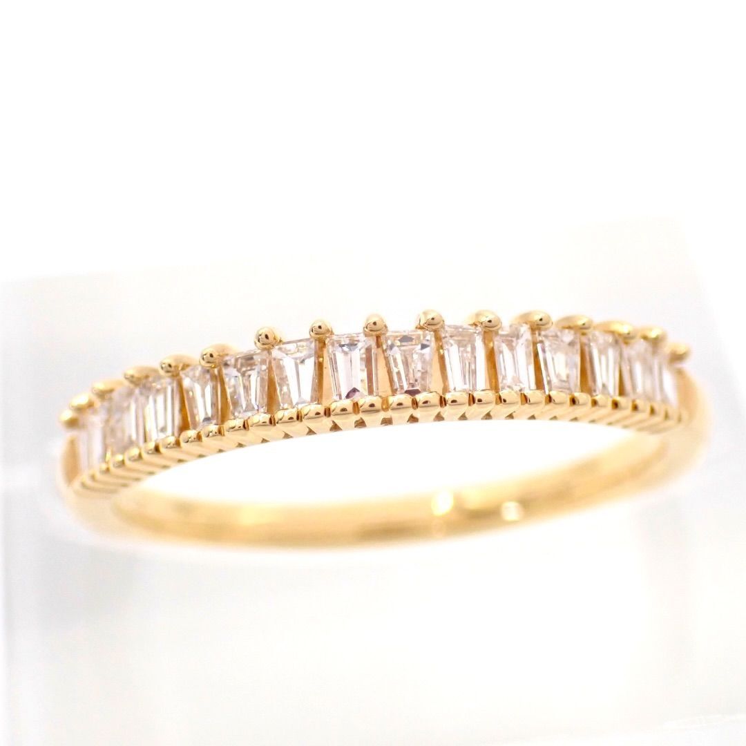 ギャラ 箱 BELLESIORA ベルシオラ 0.3ct ダイヤ ダイヤモンド 13号 リング K18 750 指輪 イエローゴールド バゲットカット ハーフ 4949