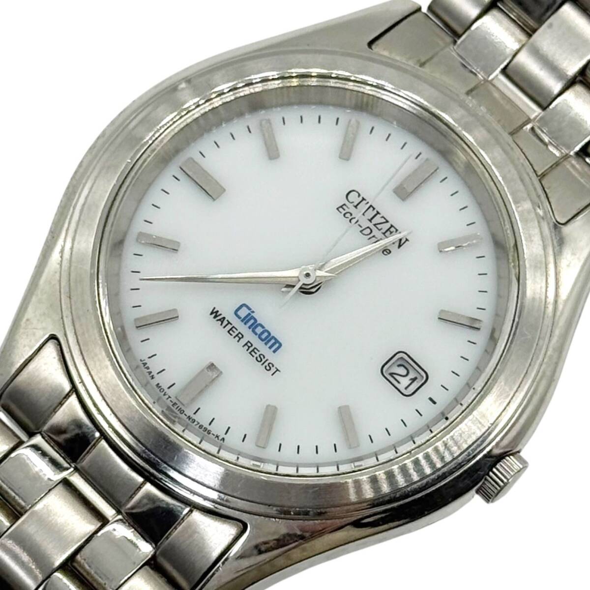 稼働　CITIZEN　シチズン　cincom　腕時計　Eco-Drive　エコドライブ　3針　デイト　メンズ　ソーラー　E110-S77741 　白文字盤　ts174
