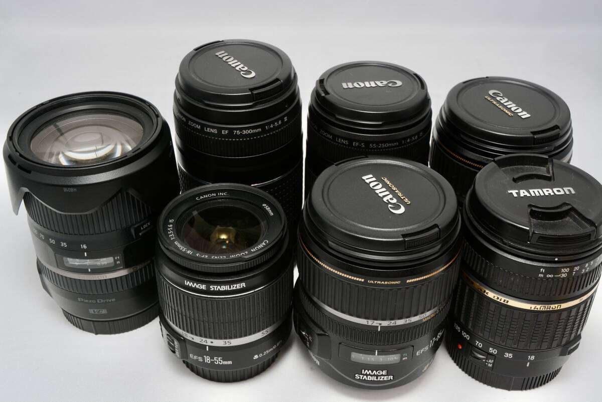 ★7個まとめ★ TAMRON Canon タムロン キャノン カメラ レンズ EFS 18-55 / 17-85 / 55-250 / EF 75-300 など 動作未確認 1円スタート