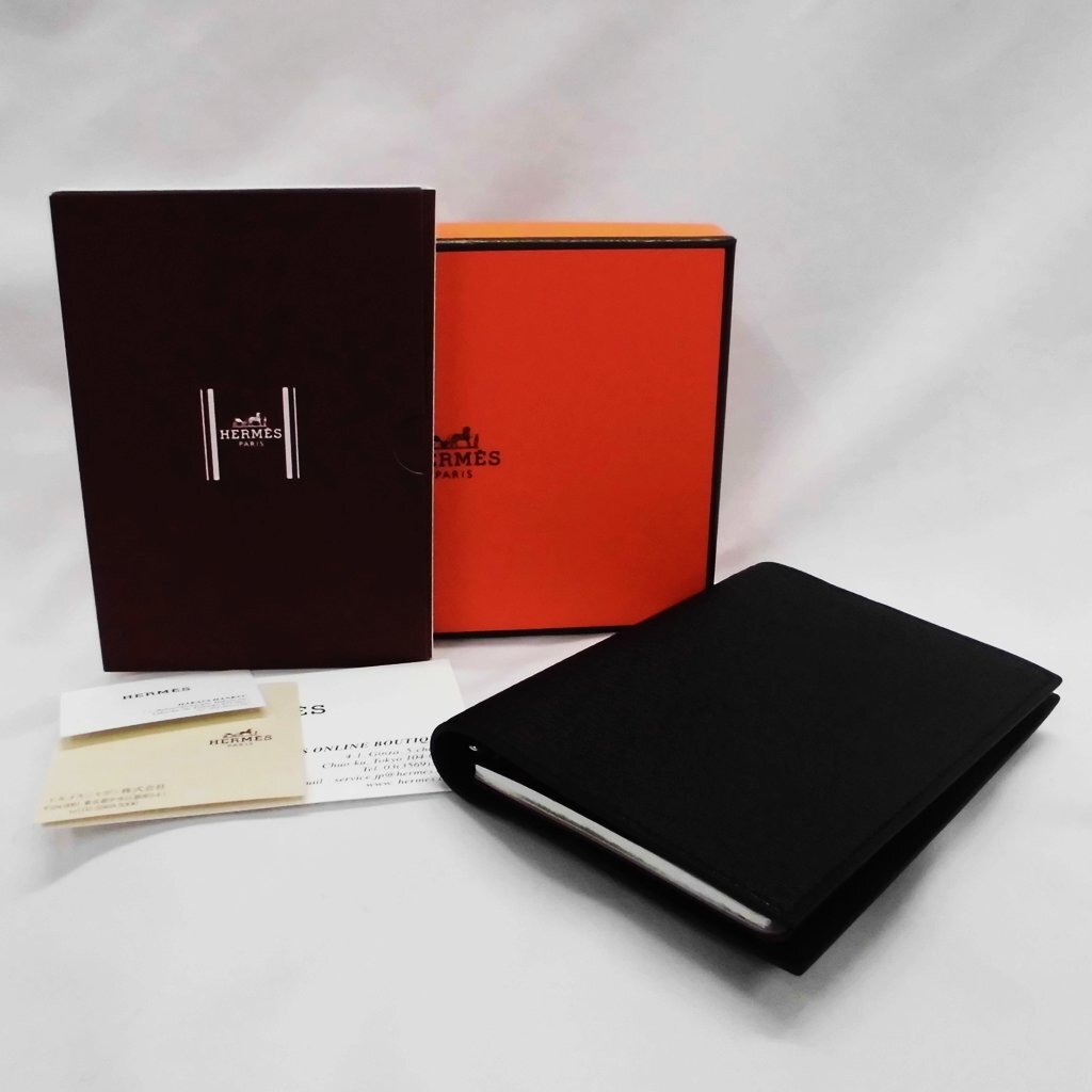HERMES エルメス アジェンダ B刻印 手帳カバー カードケース ブラック系 中古美品 m_ｂ(j)