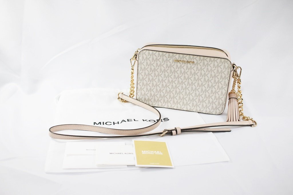 ◎ 中古美品 MICHAEL KORS マイケルコース ショルダーバッグ 32F8GF5M2B ピンク×ベージュ ゴールド金具 保存袋付き レディース
