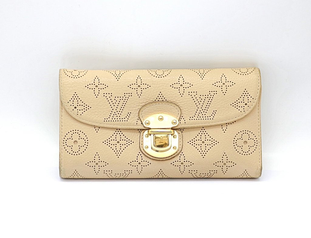 ■ ルイヴィトン ポルトフォイユ・アメリア M58132 モノグラム マヒナ 三つ折り長財布 LOUIS VUITTON 中古品 z_b