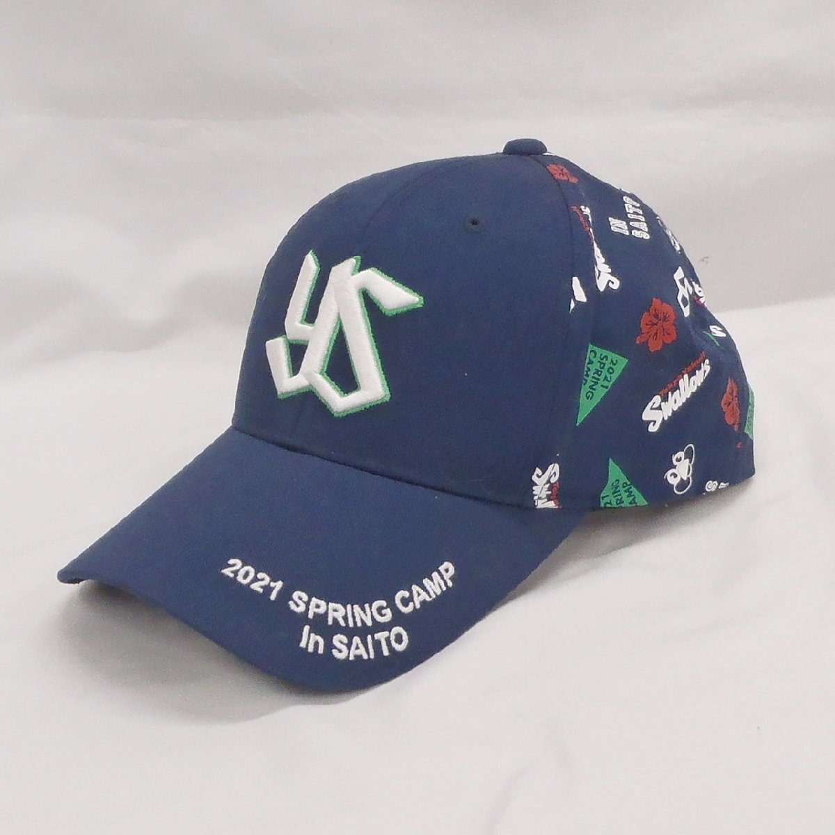 MIZUNO ミズノ ヤクルトスワローズ 2021年 スプリング キャンプ キャップ ネイビー系 表記サイズF(56～60cm) 中古品 f_z(j)