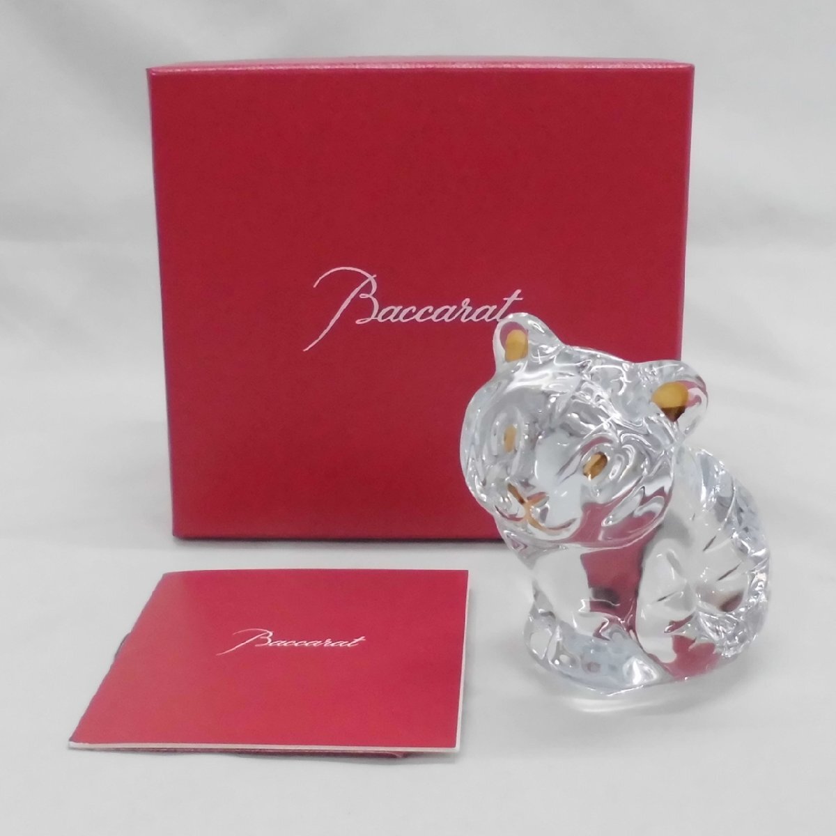 Baccarat バカラ 置物 クリスタル 虎 トラ 高さ:約8.0cm 中古品 f_z(j)