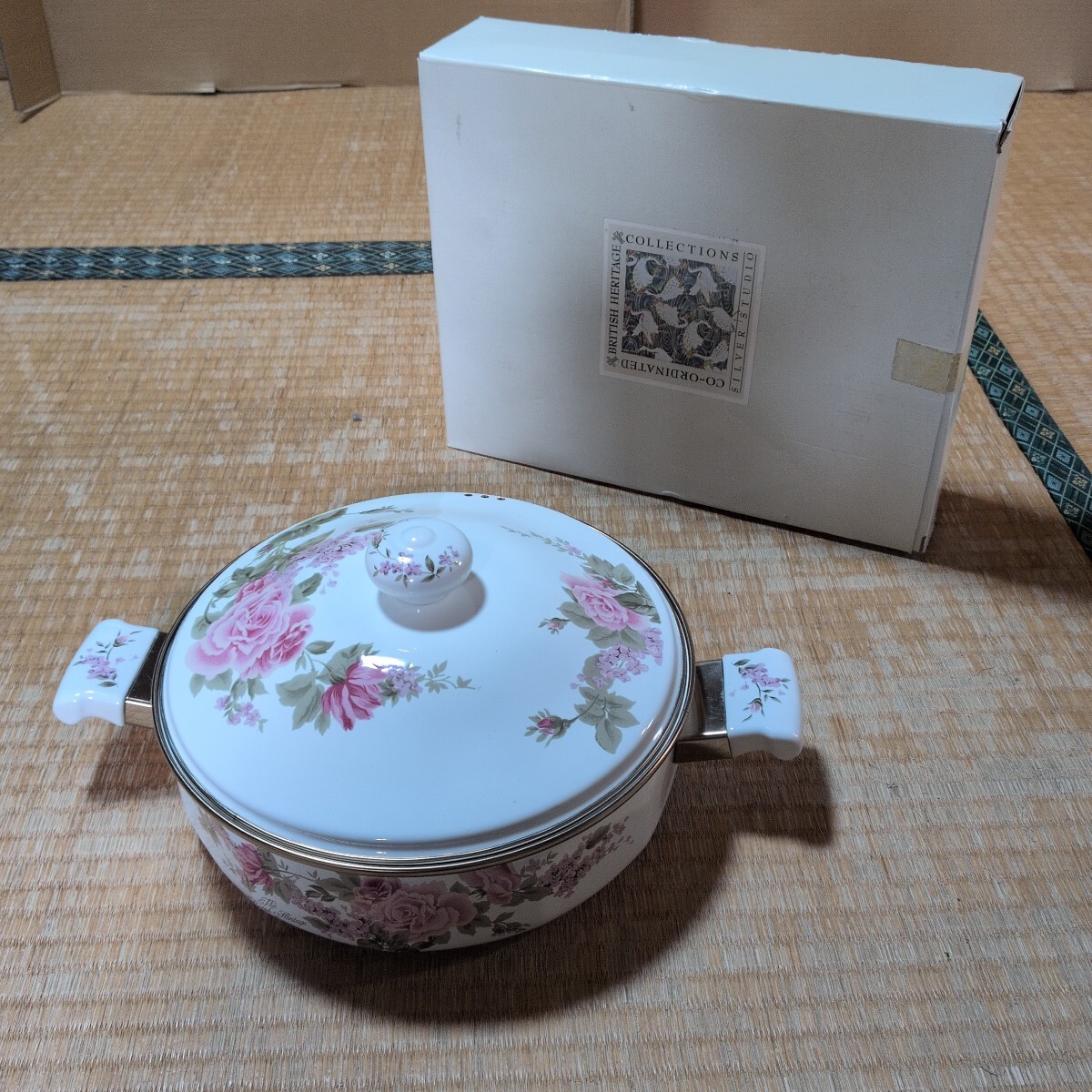 両手鍋 花柄 昭和レトロ