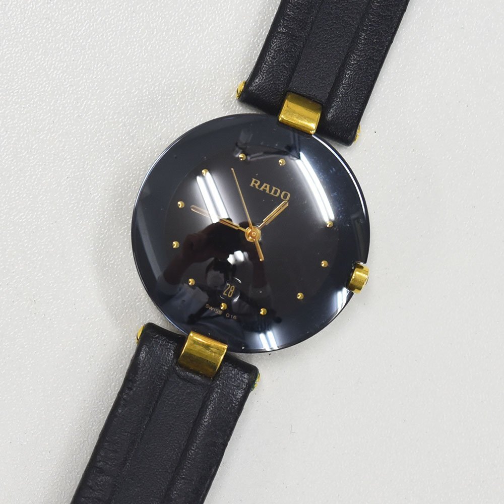 1円 可動品 腕時計 ラドー RADO 129.3577.4 クォーツ メンズ ブラック 同梱不可