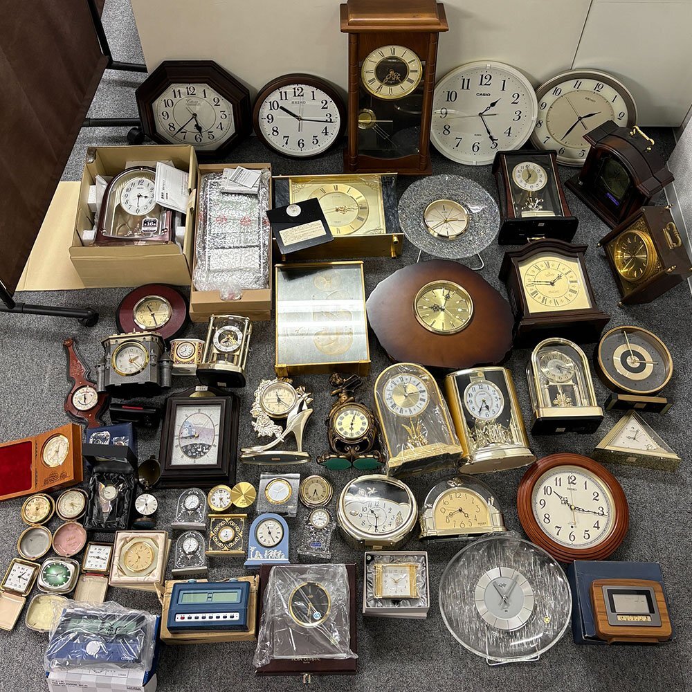 1円 56点 現状品 時計 置き時計 掛け時計 セイコー カシオ ミキモト 等 他 動作未確認 ジャンク まとめて 4個口 同梱不可