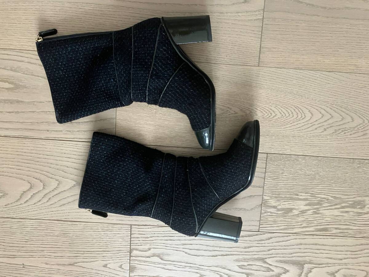 CHANEL 　靴 　本物素敵 シャネル サイズ36.5　可愛い 靴　結婚式 レディース　　バック　ブーツ 　ツイード ショートブーツ
