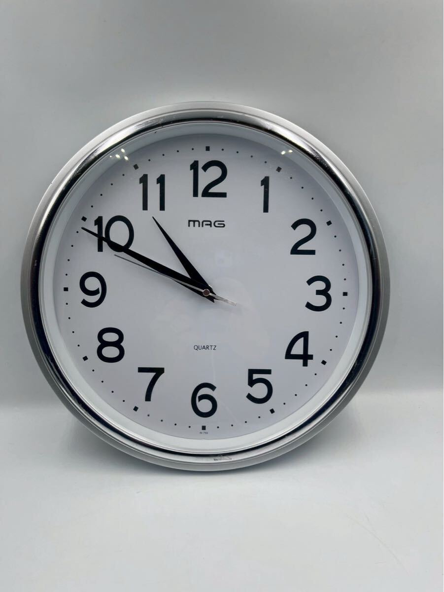 （4-8） マグマル　W-759　シルバーシンプル　精密 壁掛け時計MAG動作◎
