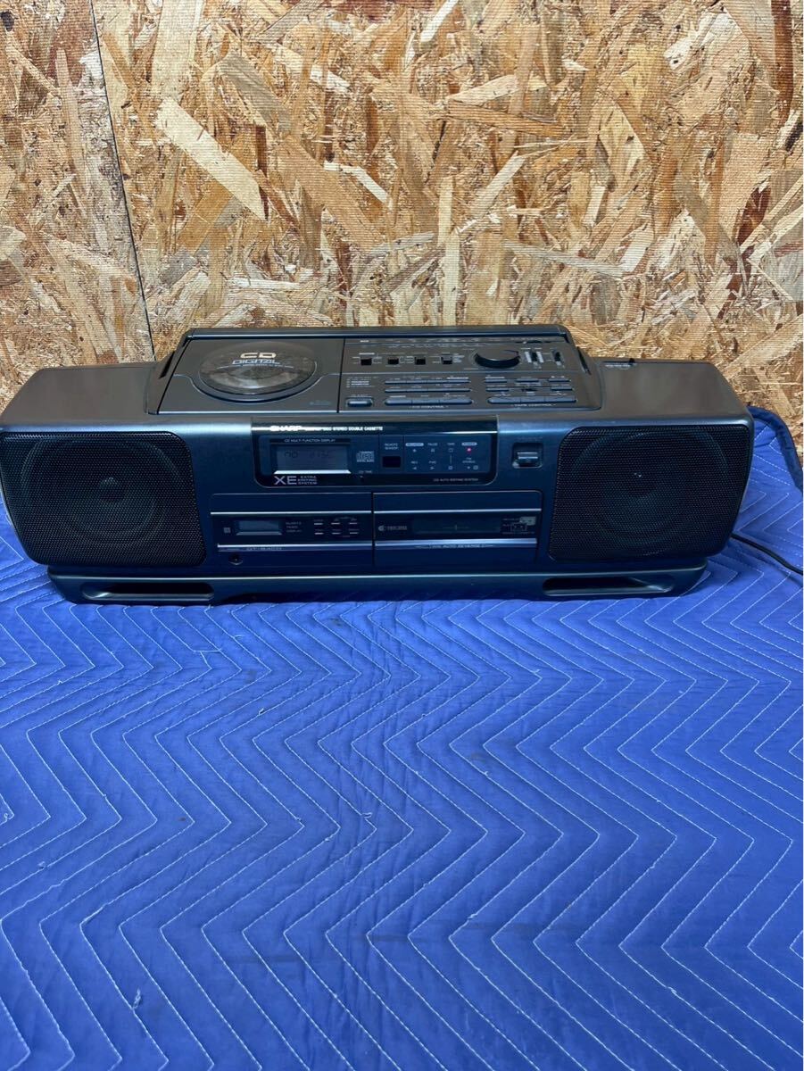 3-118　SHARP　QT-64CD CD ステレオダブルカセット ジャンク通電のみ確認　