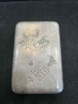 銀製　鶴と亀　ヤンポー　ボンボニエール　シガレットケース　小物入れ