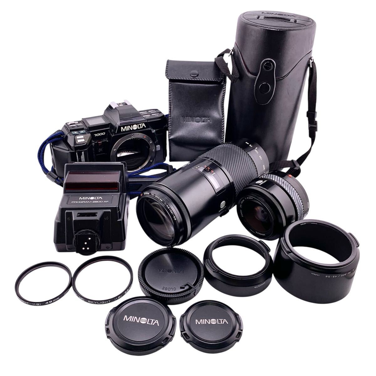 MINOLTA α7000 本体 , ストロボ PROGRAM 2800 AF AF ZOOM 35-70mm F4 , AF ZOOM 75-300mm F4.5-5.6 レンズ カメラ セット【S71010-SJ850】