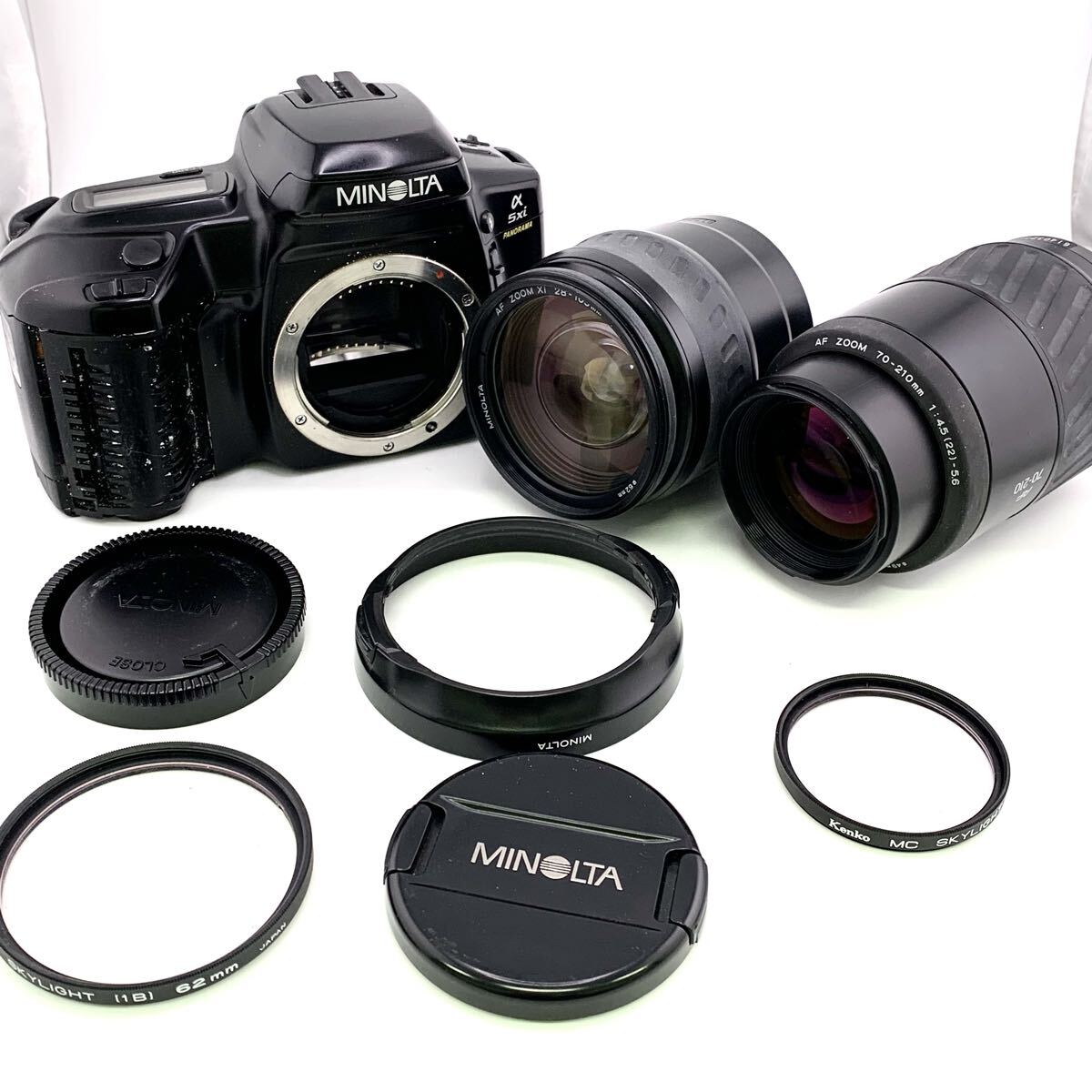 カメラ セット MINOLTA α-5xi 本体 , ミノルタ AF ZOOM 70-210mm 1:4.5-5.6 , AF ZOOM Xi 28-105mm 1:3.5-4.5 レンズ【S71021-SJ835-2】
