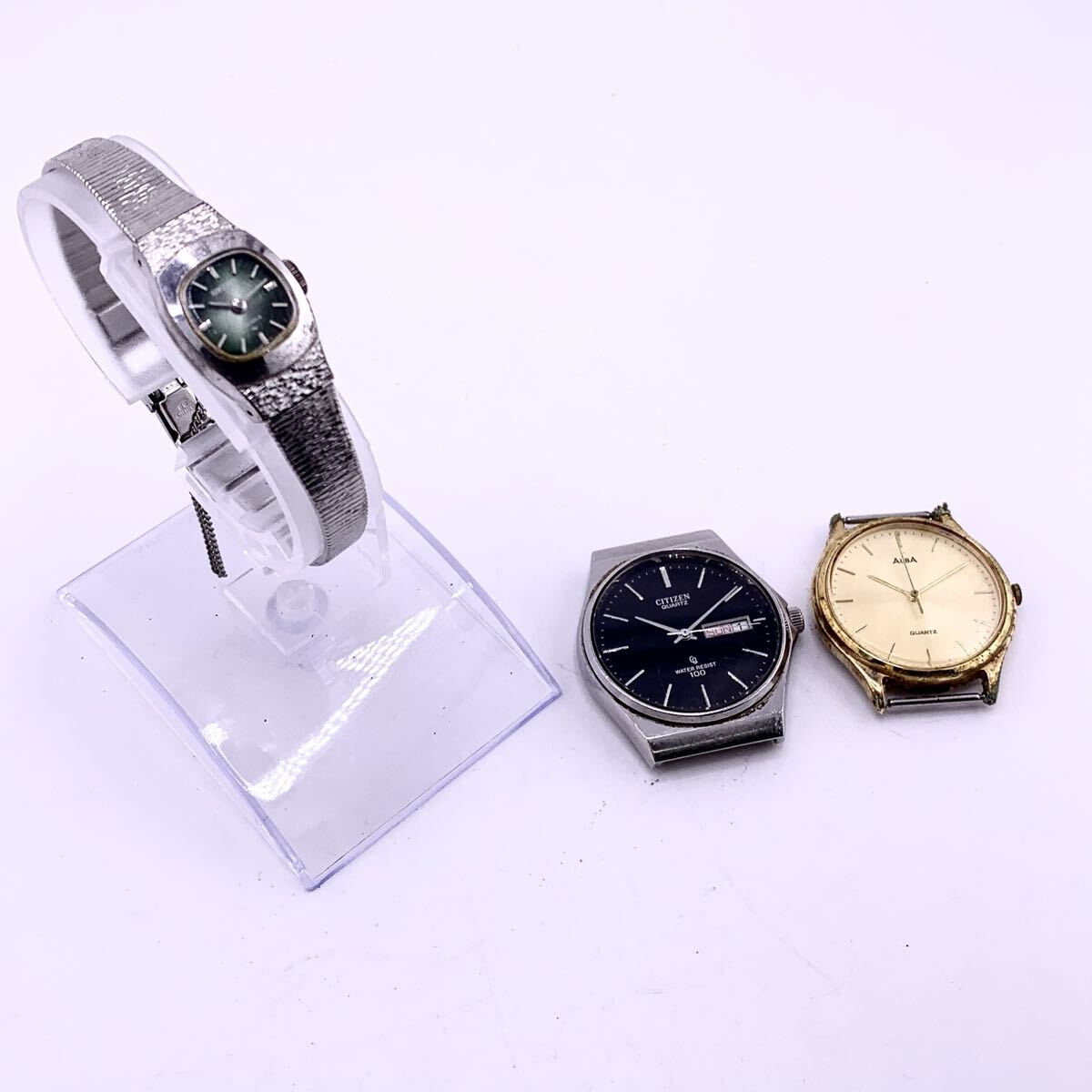 腕時計 3点 SEIKO 17JEWELS 11-3380 手巻き , ALBA Y131-6310 クォーツ, CITIZEN 4-211162 クォーツ【S71032-SJ897】