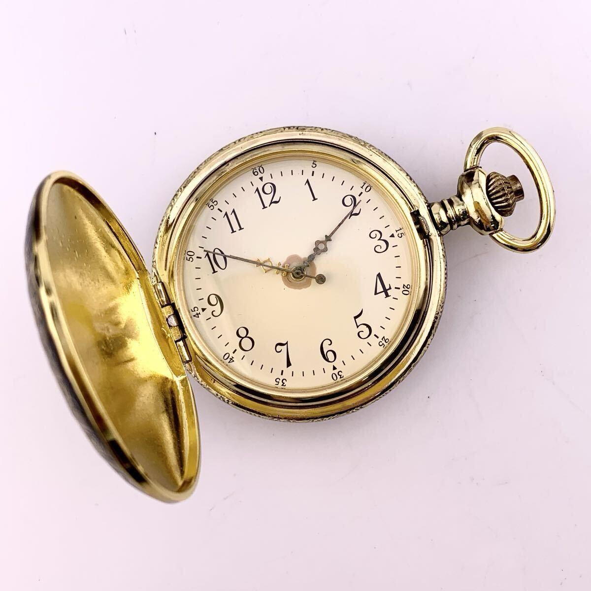 訳あり 懐中時計 レトロ ゴールド カラー クォーツ ※リューズ不良【S70897-SJ768-1】