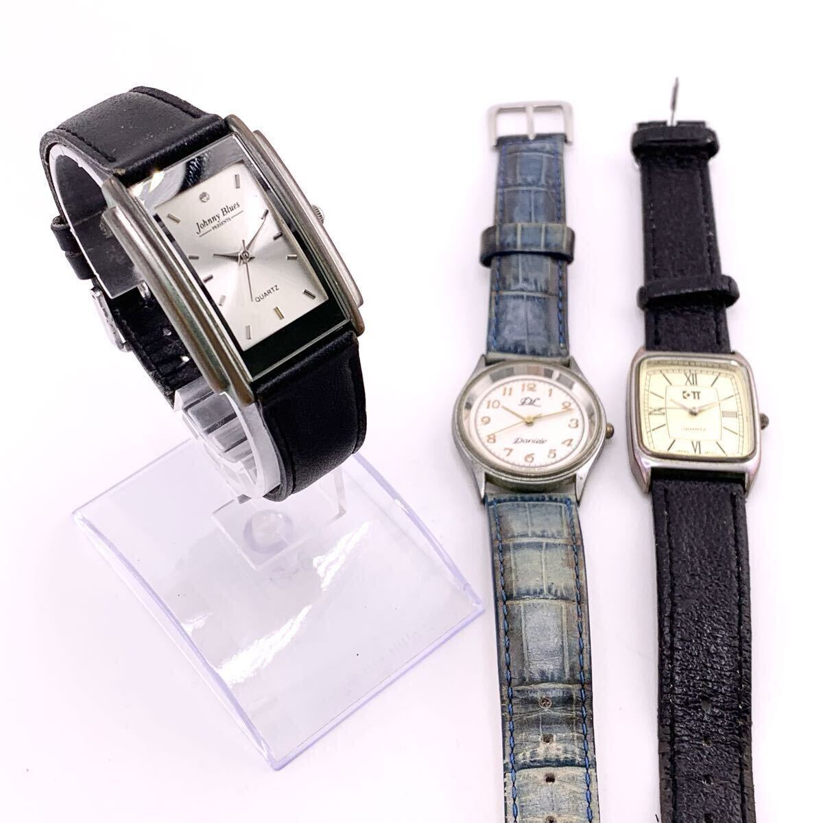 腕時計 3点 DL Daniele , Johnny Blues PRESENTS , ブランド不明 クォーツ シルバー カラー 白 文字盤 ブラック グリーン【S70934-SJ737】