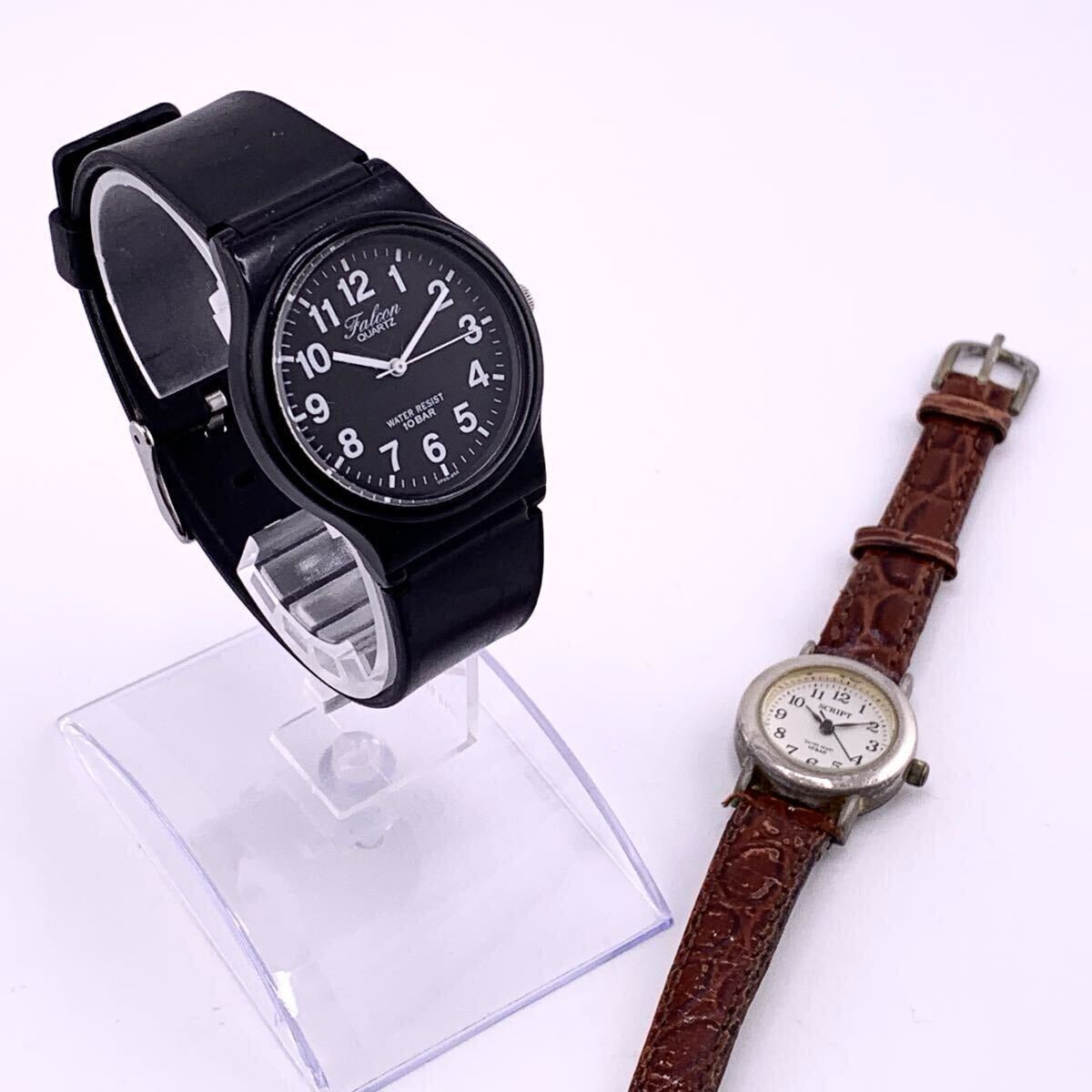 腕時計 2点 クォーツ Falcon Q&Q ブラック , J-AXIS SCRIPT ブラウン【S70902-SJ877】