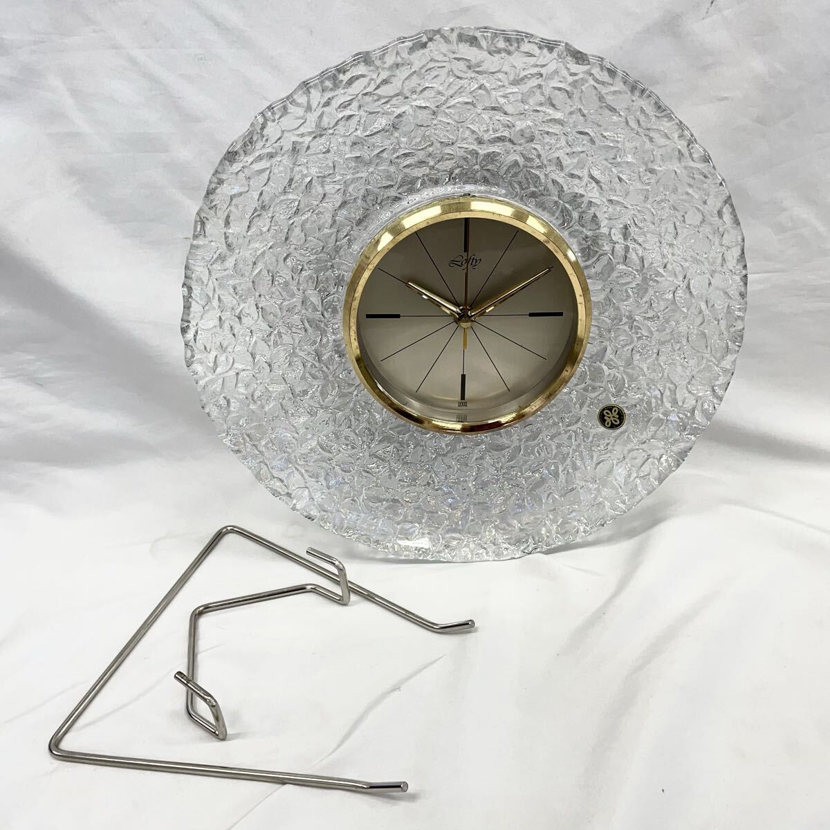 ジャンク 不動品 HOYA CRYSTAL 置時計 掛け時計 クォーツ アンティーク 皿型 【S84934-3242】