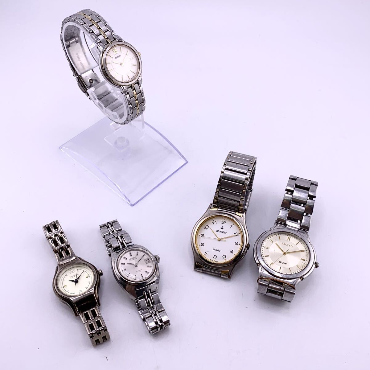 腕時計7点 SEIKO 2205-0050 手巻 , 1N01-0AP0 , GUESS , CITIZEN EXCEED 0330-H27858 , BUREN OW-BU-217337 クォーツ?【S71080-SJ790】