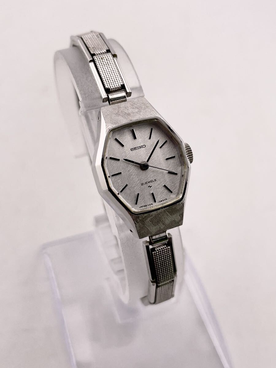 稼働 腕時計 SEIKO 21石 1104-3390 手巻き シルバーカラー 【S84873-3253】
