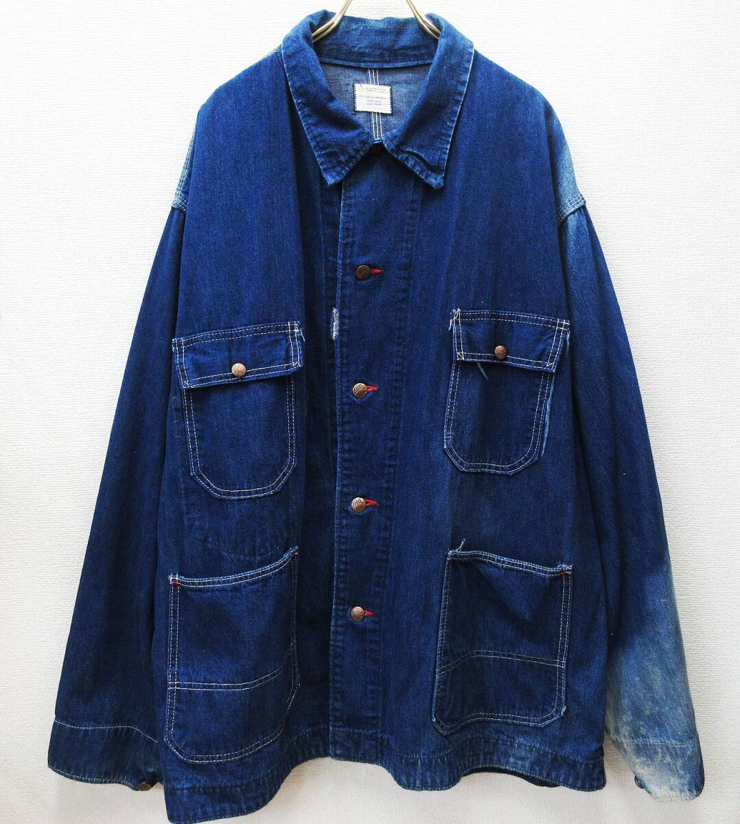 kkm5829 カバーオール 70's BIGMAC/ビッグマック Size 48位 ヴィンテージ デニムジャケット 濃紺 デニム ビッグサイズ 雰囲気 フェード