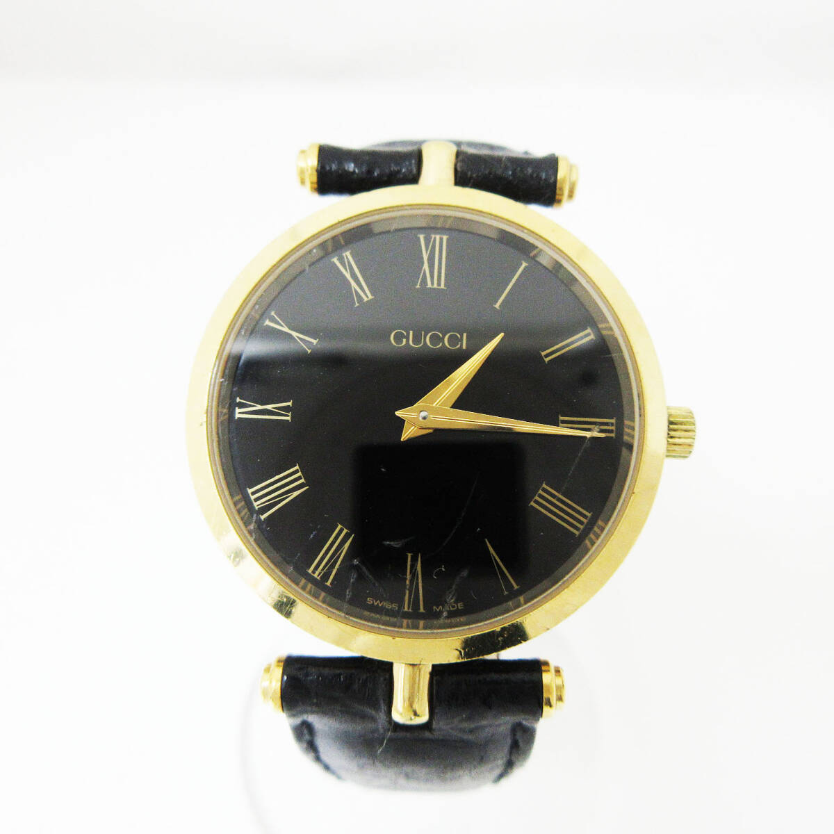 kkg537 GUCCI グッチ 腕時計 クオーツ ゴールド ブラック GG