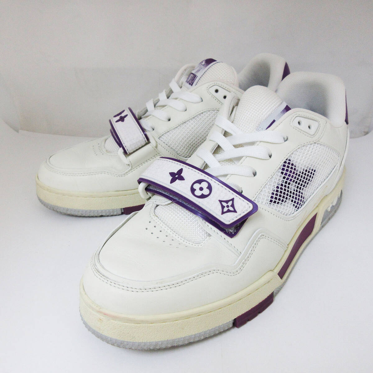 kkm5806 ローカットスニーカー LOUIS VUITTON/ルイヴィトン LVトレイナー ライン ベルクロ モノグラム ホワイト/パープル MS0241 6 1/2
