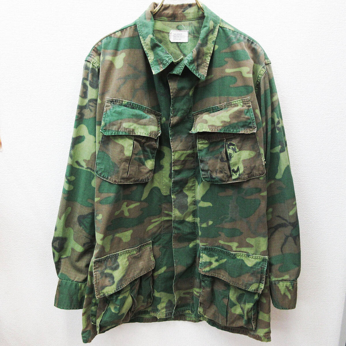kkm5830 ミリタリージャケット 60's US.ARMY 米軍実物 ERDL グリーンリーフカモ ジャングルファティーグ リップストップ ベトナム戦争 S-R 