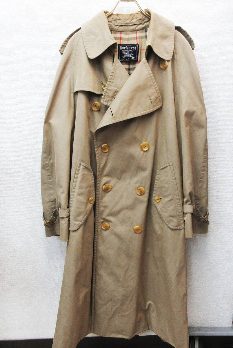kkm5831 トレンチコート Burberrys/バーバリー 英国製 ベージュ ノバチェック MADE IN ENGLAND 100％コットン 