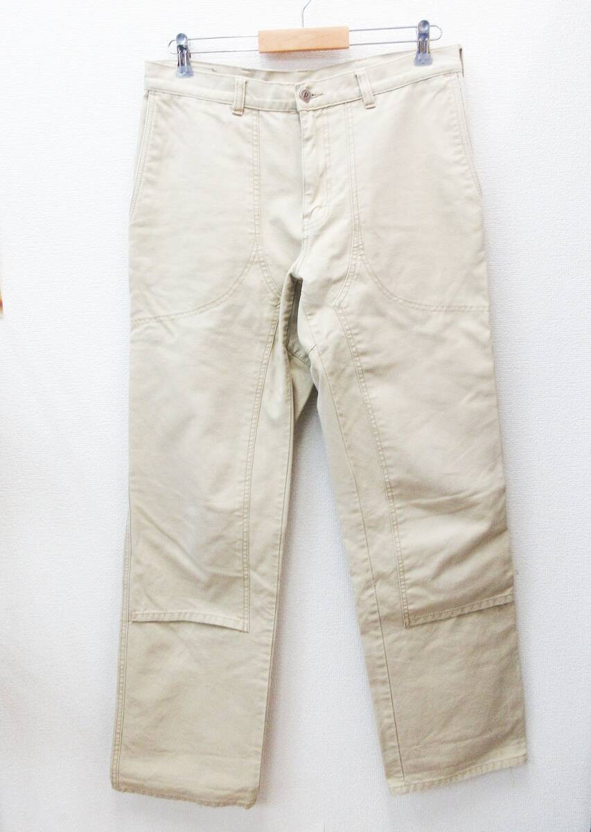 kkm5828 ダブルニーワークパンツ Patagonia/パタゴニア 80’s STAND UP PANTS スタンドアップパンツ 88年 ベージュ系 香港製 34インチ 