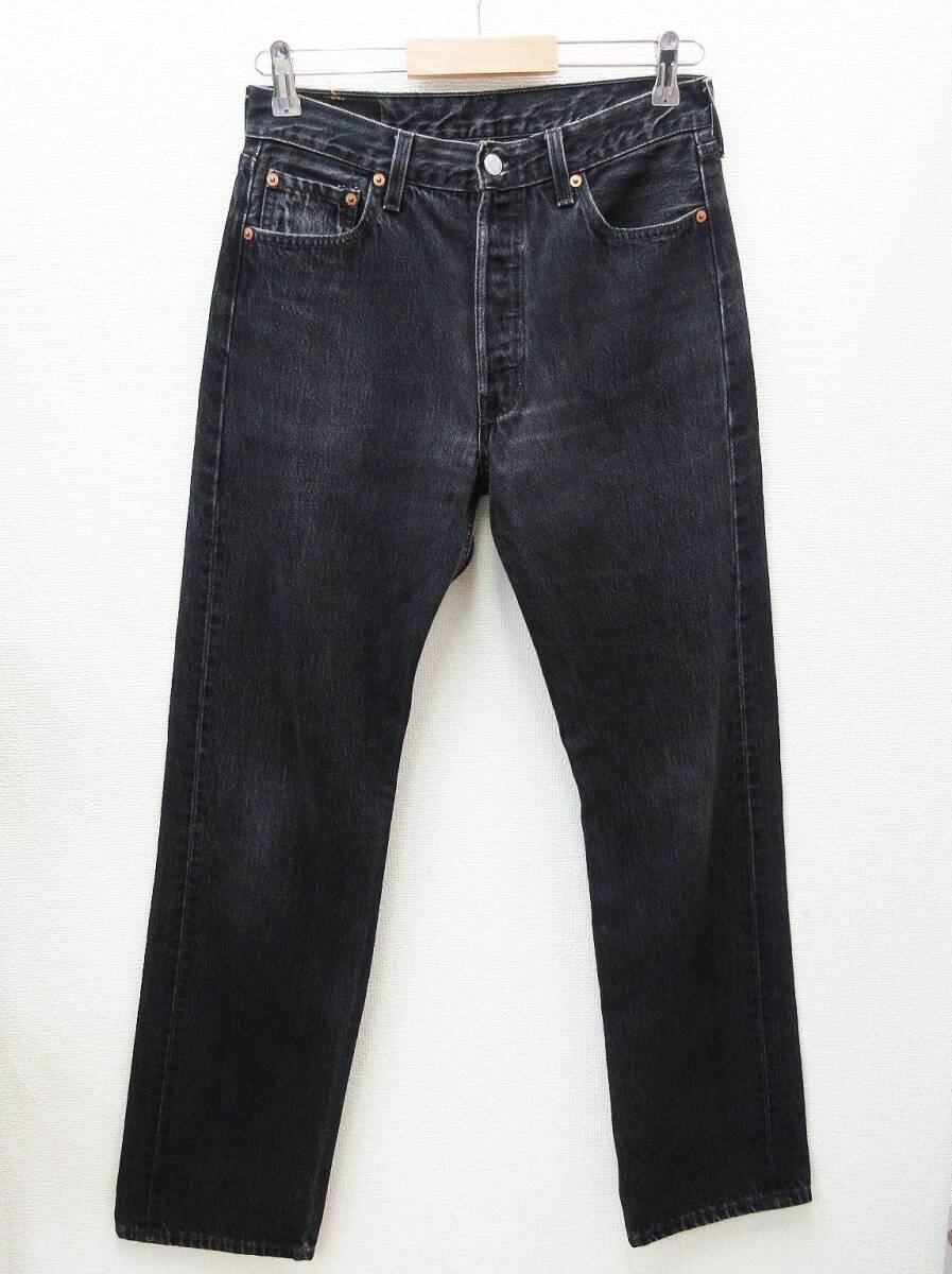 kkm5783 デニムパンツ Levi's/リーバイス 501 USA製 先染め ブラック 黒 90s 96年7月製造 ブラックデニム ジーンズ MADE IN USA W30