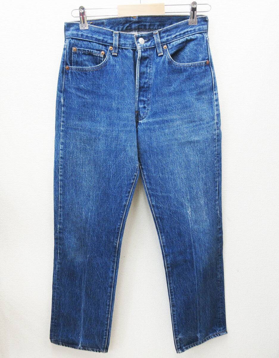 kkm5787 デニムパンツ Levi's/リーバイス 501 USA製 インディゴ 80s 脇割り 内股シングル MADE IN USA ジーンズ W30