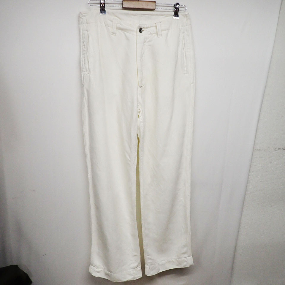 kkm5774 パンツ Veritecoeur/ヴェリテクール バーティカルポケットデニムパンツ コットンリネン サイズ2 オフホワイト