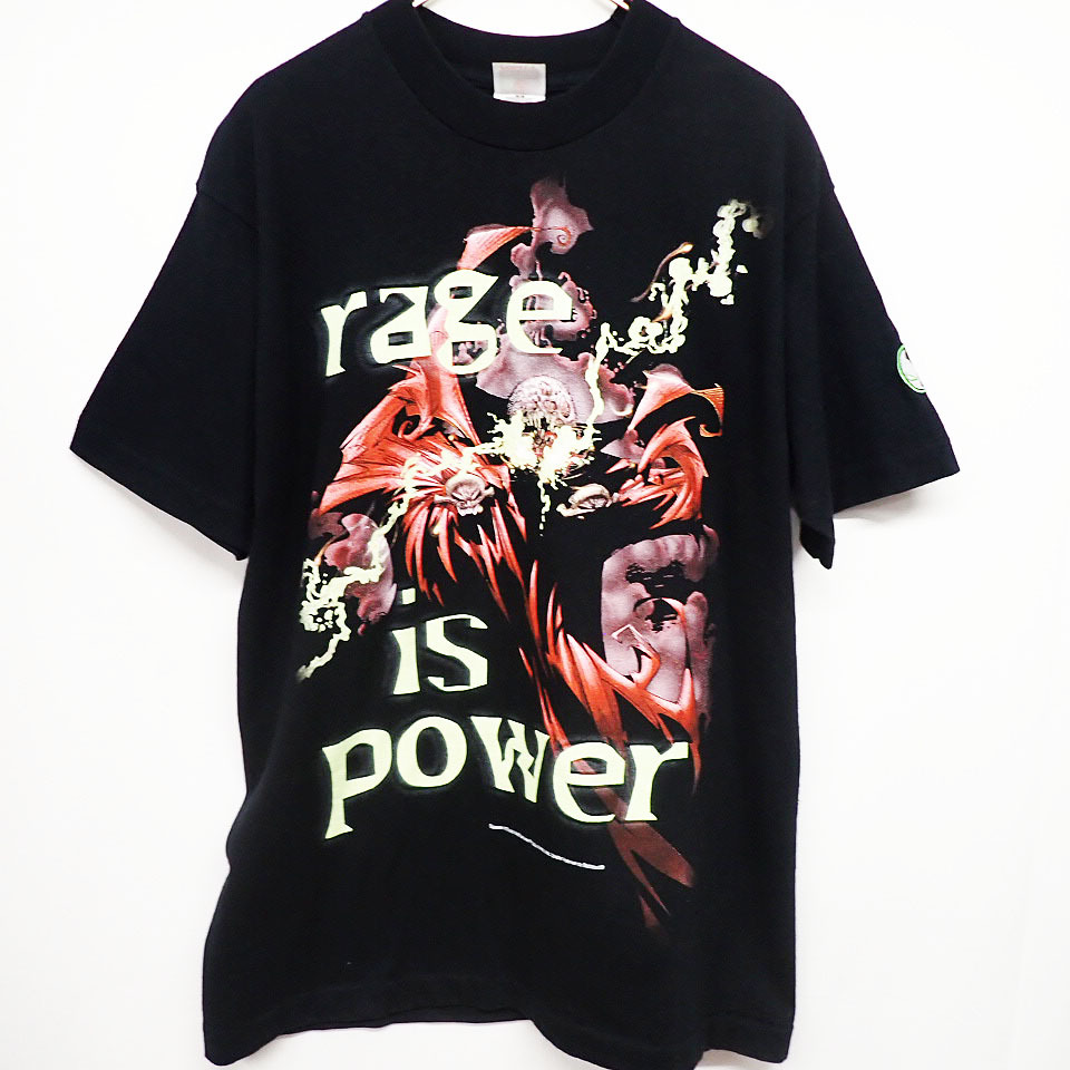 kkm5779 Tシャツ 90s SPAWN スポーン rage is power アメコミ ヒーロー Todd McFarlane 袖 裾 シングルステッチ サイズM 90年代
