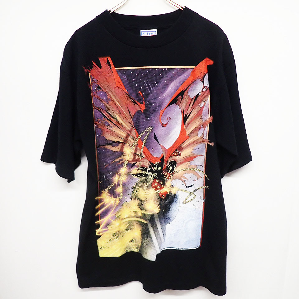 kkm5780 Tシャツ 80's~90s SPAWN スポーン アメコミ ヒーロー Todd McFarlane 袖 裾 シングルステッチ サイズL USA製 87年コピーライト