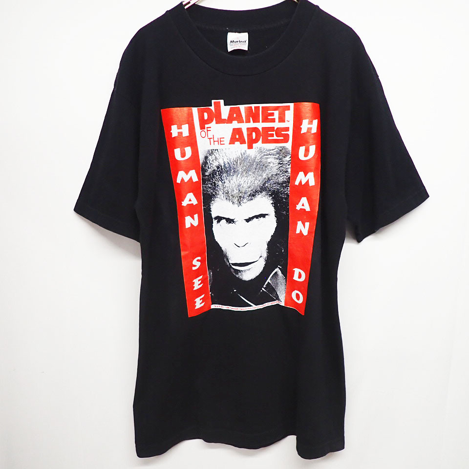 kkm5782 ムービーTシャツ 90's PLANET OF THE APES/猿の惑星 ヴィンテージ Tシャツ Murina USA製ボディ コピーライト 映画T 当時物