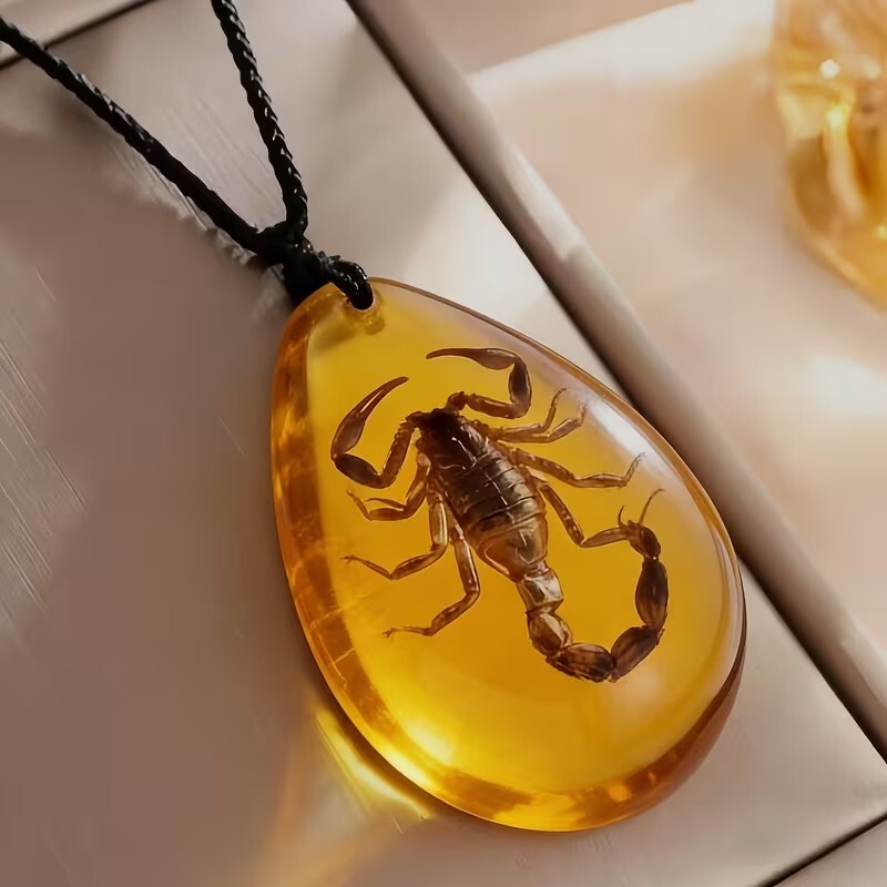 琥珀　サソリ　蠍　さそり　ネックレス　ペンダント　アクセサリー